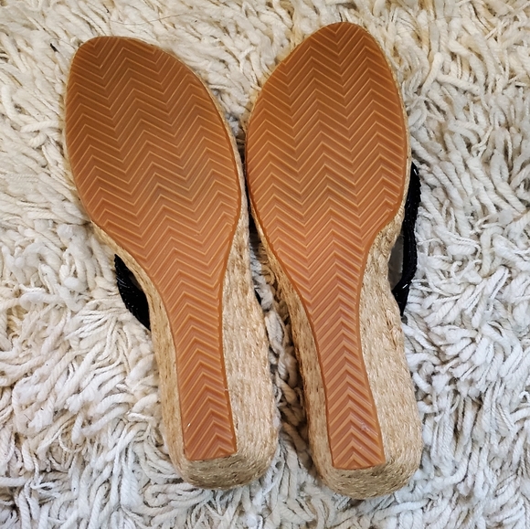 Wedge thong flip flops sandals espadrille jute Size 7.5 8 black beaded NWOT - Picture 4 of 5